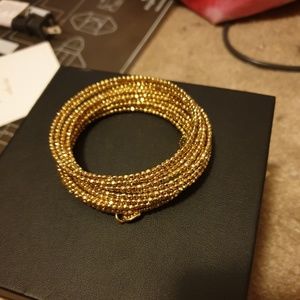 Gold wire wrap bangle bracelet